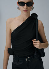 Load image into Gallery viewer, One shoulder tshirt in black

