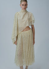 Load image into Gallery viewer, Flowy high-neck cropped blouse in cream dots print
