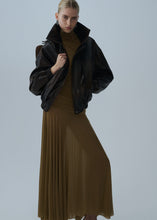 Load image into Gallery viewer, High-neck cupro midi dress in beige
