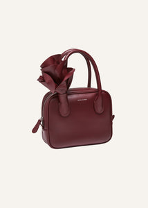 Brigitte square bag in burgundy leather and silver