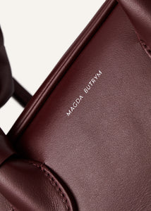 Brigitte square bag in burgundy leather and silver