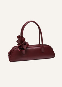 Brigitte trapeze bag in burgundy leather and silver