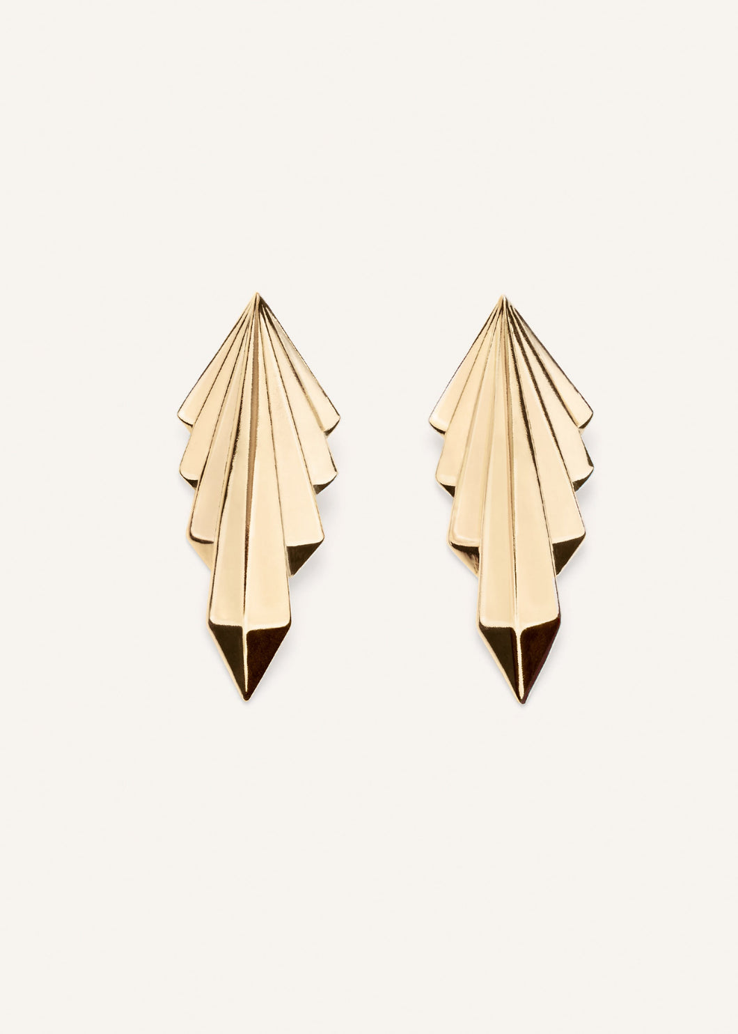 Art deco chevron earrings in gold