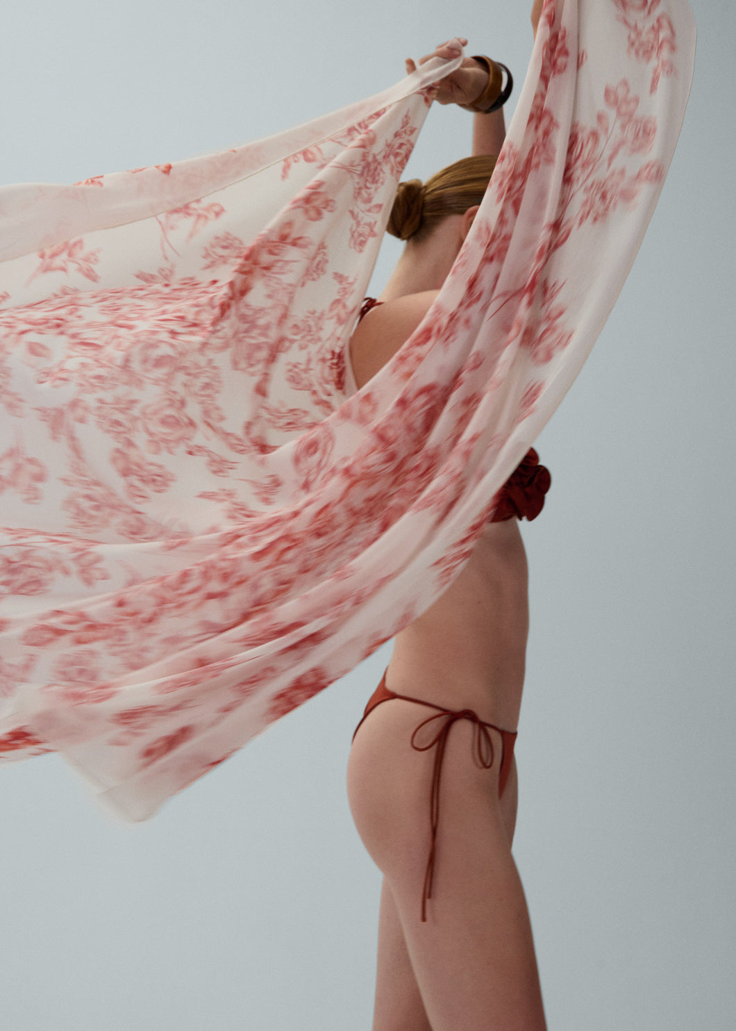 Rose print pareo in cream