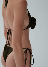 Load image into Gallery viewer, Floral strappy triangle bikini top in khaki
