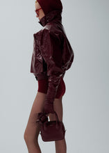 Load image into Gallery viewer, Brigitte square bag in burgundy leather and silver
