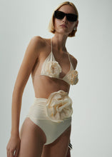 Load image into Gallery viewer, Floral strappy triangle bikini top in cream
