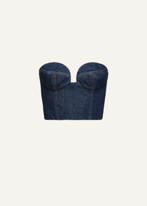 Denim corset top in indigo