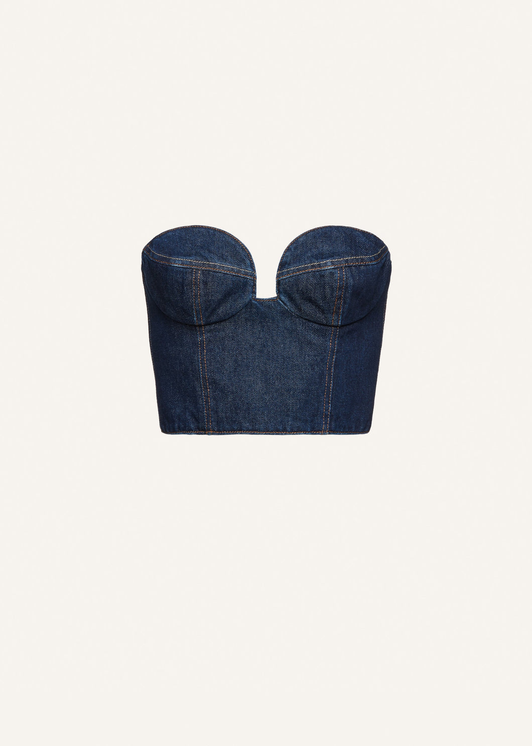 Denim corset top in indigo