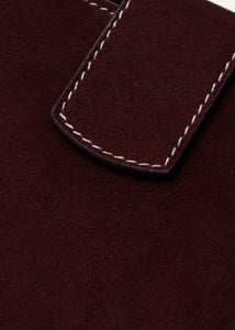 Apolonia bag in burgundy suede with flower charm
