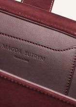 Load image into Gallery viewer, Apolonia bag in burgundy suede with flower charm
