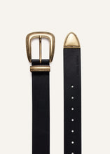 Load image into Gallery viewer, Gold-tone buckle belt in black leather
