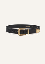 Load image into Gallery viewer, Gold-tone buckle belt in black leather
