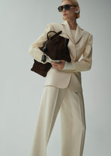 Load image into Gallery viewer, Wide leg tailored silk pants in beige
