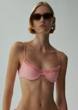 Load image into Gallery viewer, Frilled demi swim bra in pink
