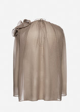 Load image into Gallery viewer, Classic silk flower blouse in brown
