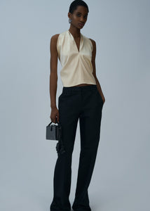 Front-pleat classic trousers in black