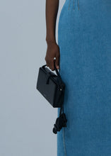 Load image into Gallery viewer, Apolonia bag in black leather with flower charm
