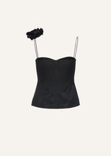 Load image into Gallery viewer, Flower appliqué silk tank in black
