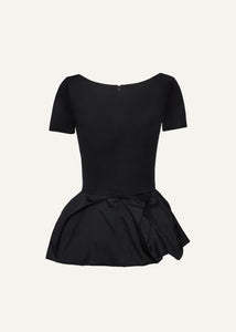 Silk peplum blouse in black