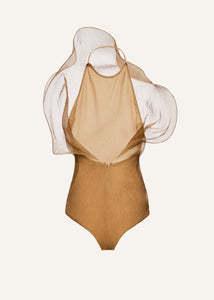 Silk organza bodysuit in beige
