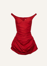 Load image into Gallery viewer, Off-shoulder bustier dress in red
