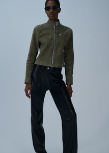 PF25 LEATHER 04 JACKET GREEN SUEDE