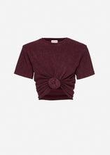 Load image into Gallery viewer, Knotted ribbed t-shirt in vintage burgundy
