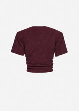 Load image into Gallery viewer, Knotted ribbed t-shirt in vintage burgundy
