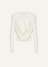 Load image into Gallery viewer, Long sleeve draped jersey blouse in cream
