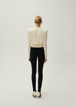 Load image into Gallery viewer, Long sleeve draped jersey blouse in cream
