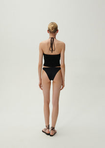 Pearl halterneck tube top in black