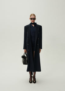 Long classic wool coat in navy