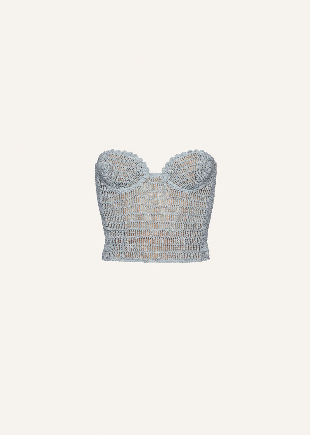 Crochet bustier top in light blue