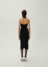 Load image into Gallery viewer, Cutout wire neckline midi dress in black
