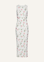 Load image into Gallery viewer, Ribbed jersey dress in cream rose embroidery
