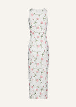 Load image into Gallery viewer, Ribbed jersey dress in cream rose embroidery
