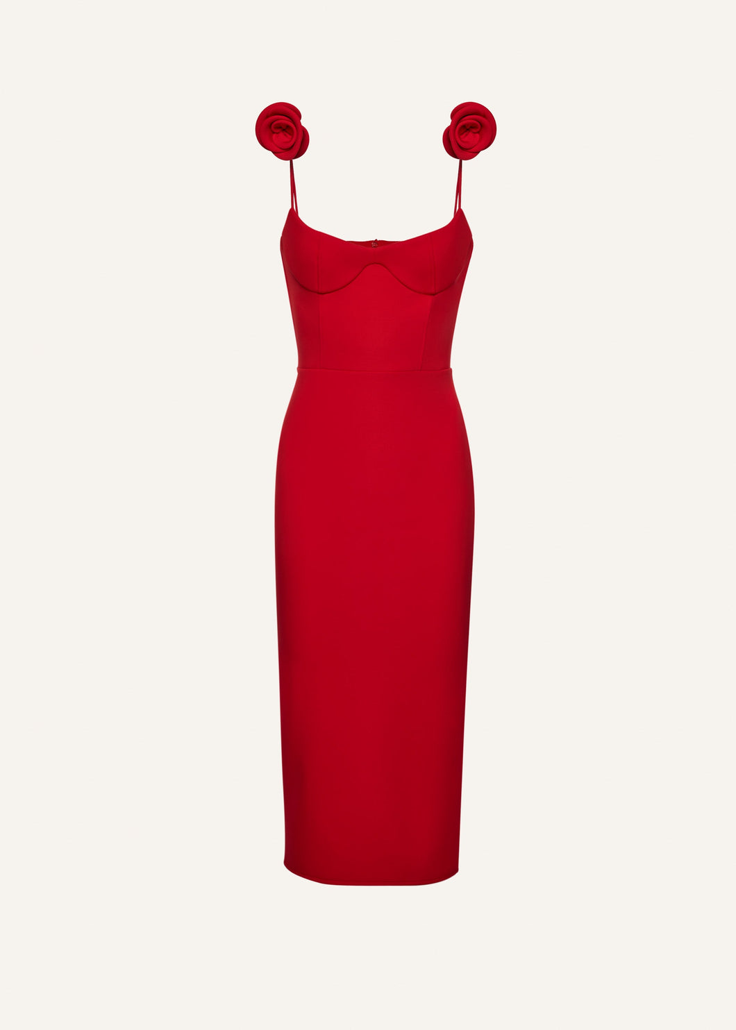 Bustier midi dress in red