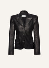 Load image into Gallery viewer, Fitted leather blazer in black
