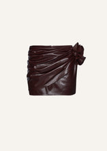 Load image into Gallery viewer, Draped leather mini skirt in burgundy
