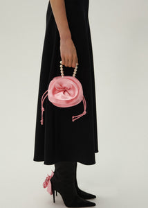 Magda bag pearl strap in pink satin