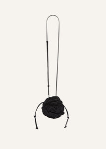 Small Magda bag pearl strap in black crochet