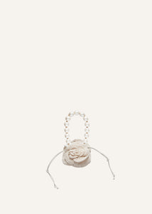 Small Magda bag pearl strap in cream crochet