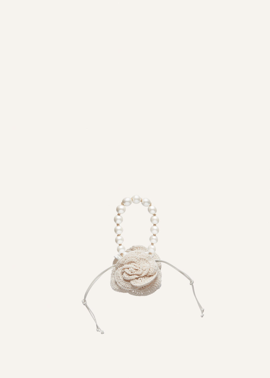 Small Magda bag pearl strap in cream crochet
