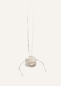 Small Magda bag pearl strap in cream crochet