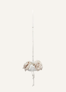 Small Magda bag pearl strap in cream crochet