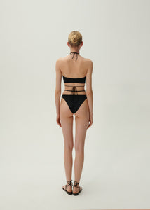 High waist pearl swim bottom in black