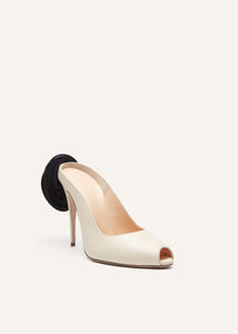 RE24 PEEP TOE MULES LEATHER CREAM