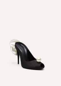 RE24 PEEP TOE MULES SATIN BLACK