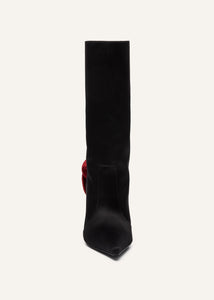 RE24 SHARP POINTED FLOWER BOOTS SATIN RED